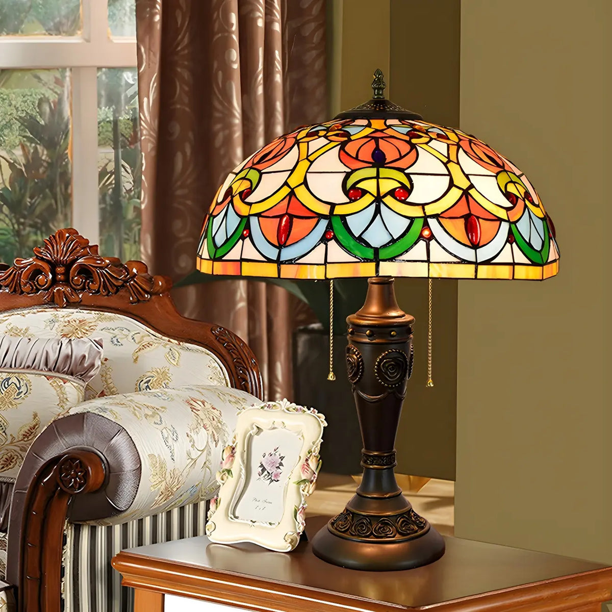 HomeyFad 2-Light Vintage Stainless Glass Dome Table Lamp