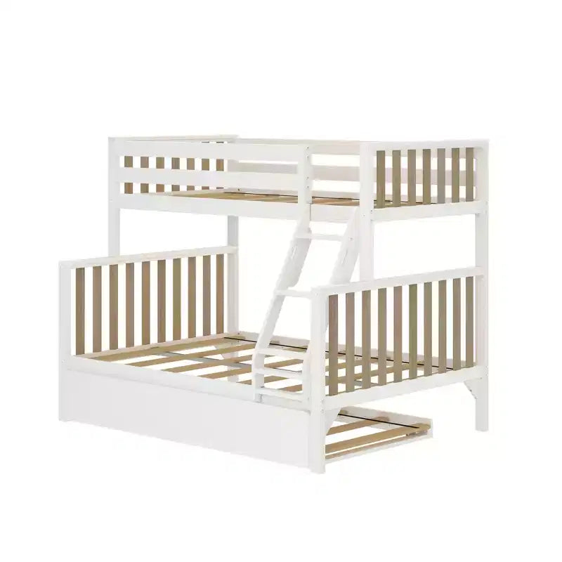 Max & Lily Bunk Bed Twin over Full with Trundle, Solid Wood Scandinavian Style Bunk Beds for Kids