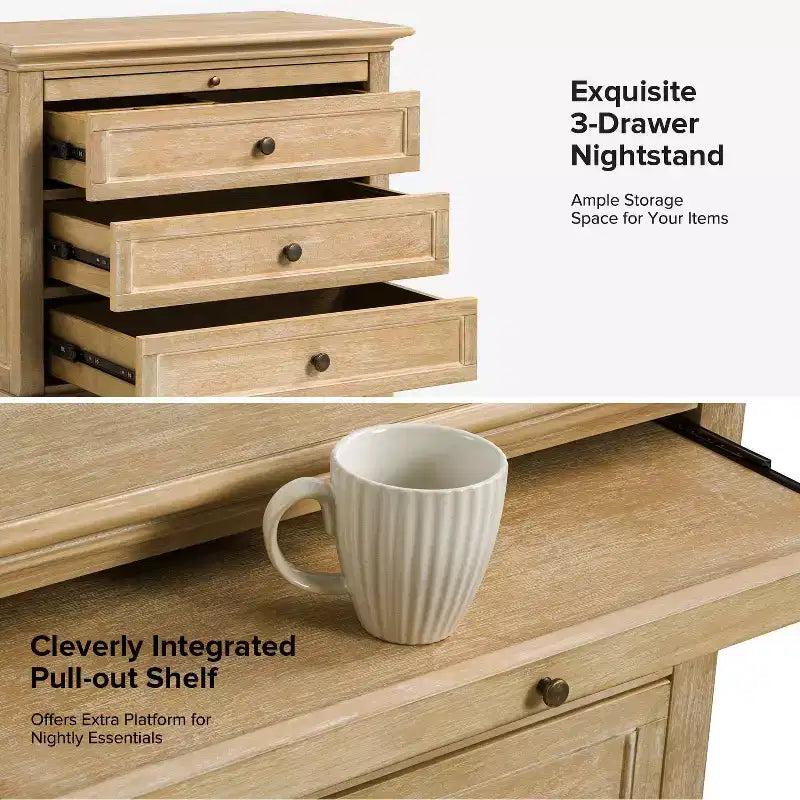 Giorgio 3 - Drawer end table with Built-In Outlets Set of 2|HULALA HOME