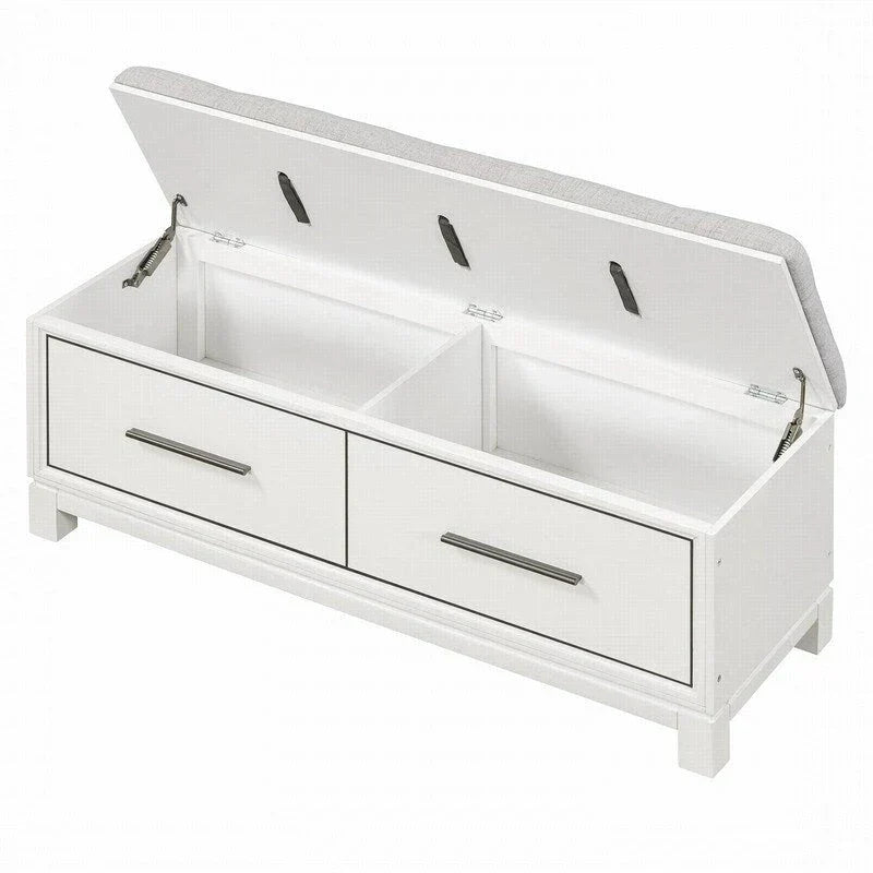 Shoe Bench with Removable Cushion and Hidden Storage for Entryway and Living Room Organization
