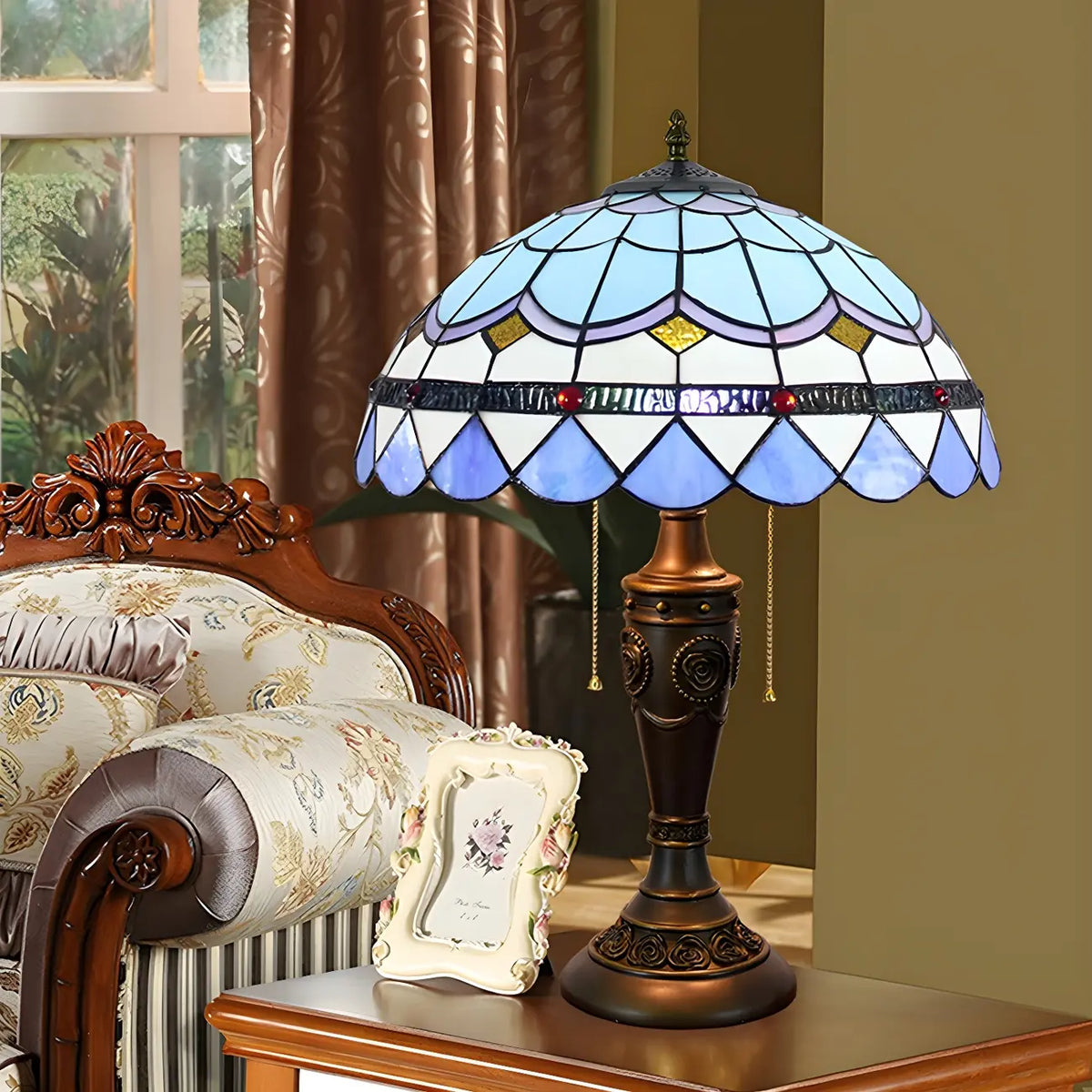 HomeyFad 2-Light Vintage Stainless Glass Dome Table Lamp