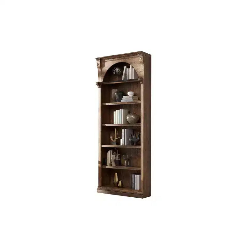 94 Bibliothèque haute traditionnelle en bois avec rangement Collection Stratton Marron - Martin Furniture