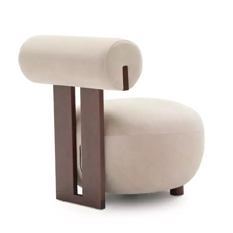 Christopher Knight Home Chariya Modern Rubberwood Velvet Upholstered Sculptural Accent Chair with Cylindrical Backrest