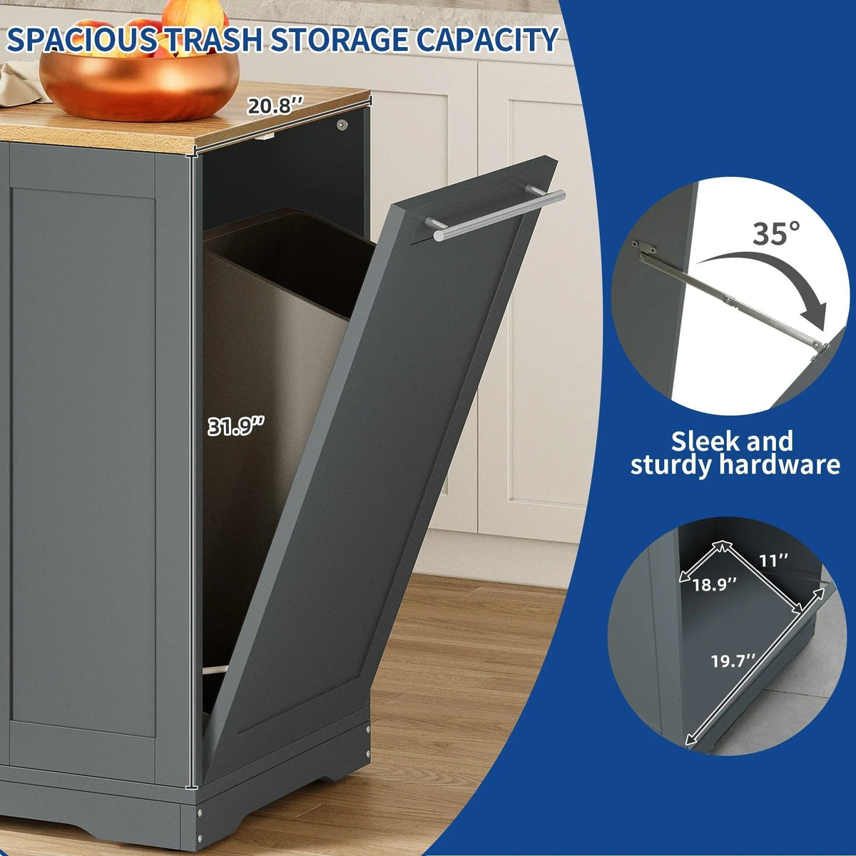 Moasis 53-inch Rolling Kitchen Island Storage Cabinet Portable Mobile Kitchen Cart