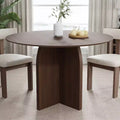 PexFix 45 x45 Solid Wood Round Dining Table with Walnut Finish and Elegant Arched Legs for Modern Dining Rooms & Kitchens