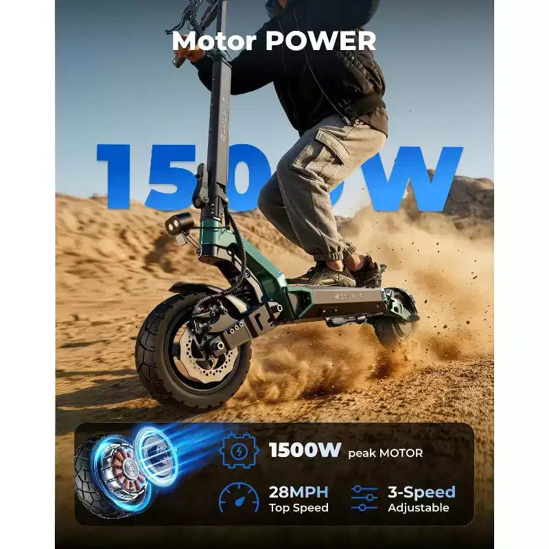 ECOLEAP L7 Electric Scooter for Adults, 1500W Peak Motor, 28MPH, 50Mile Range, Dual Suspension, Front & Rear Disc Brakes, UL