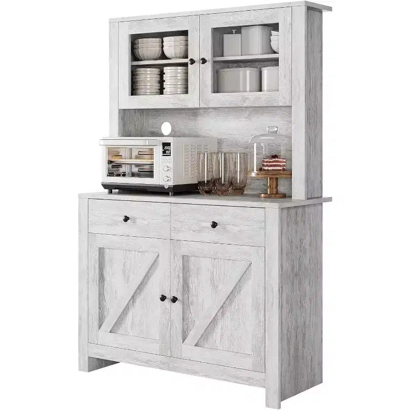 Kitchen Pantry Cabinet with Microwave Stand, Hutch Cabinet with Buffet Cupboard and Adjustable Shelves, for Kitchen, Dining Room