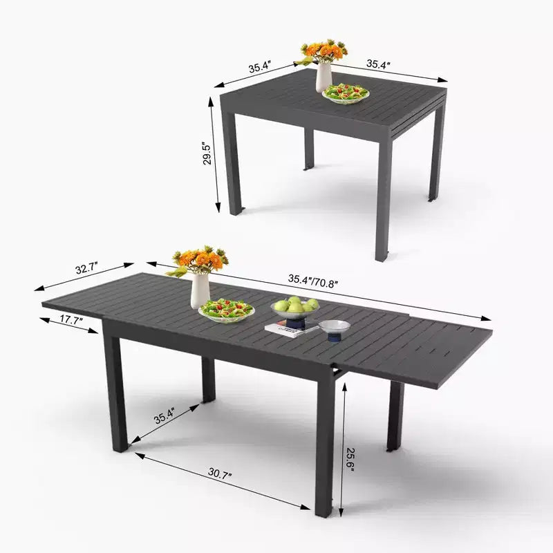Okak Dining Table Aluminum Patio Extendable Dining Room Table Kitchen Table for Dining Room