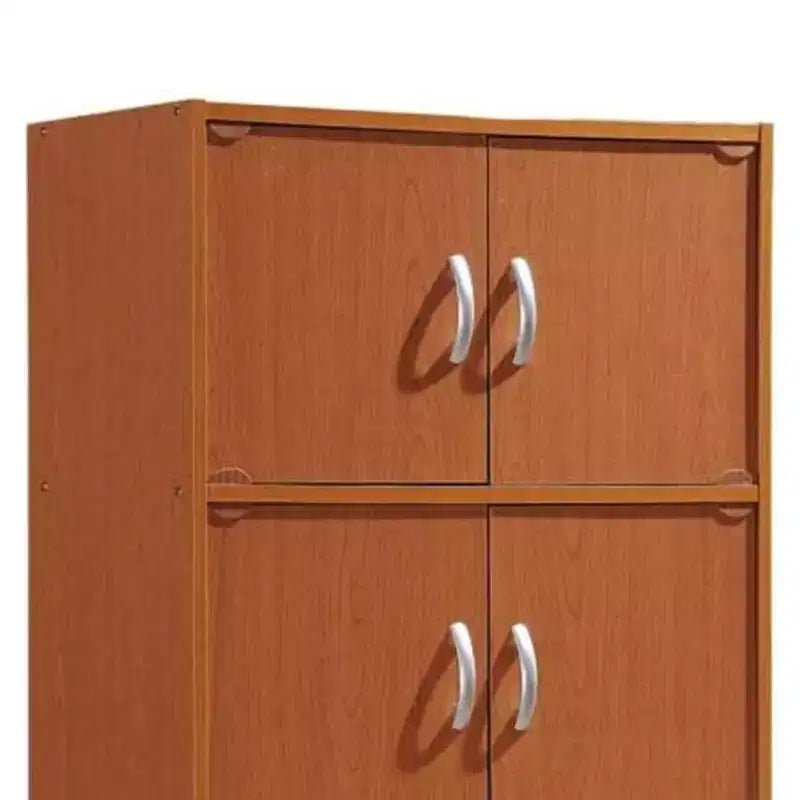 Hodedah HID44 Heavy Duty 8 Door Floor Mount Enclosed Multipurpose Storage Bookcase Cabinet for Home and Office, Beech Wood Finish