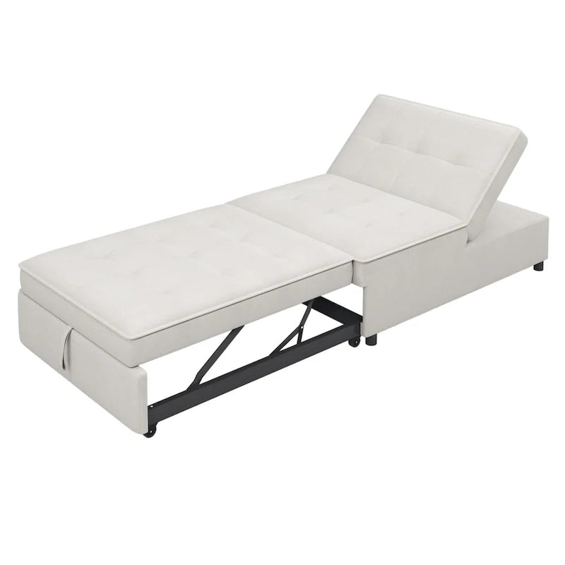 72.5 Linen 4-in-1 3-Seater Sleeper Sofa with 5-Level Adjustable Backrest And Storage Pocket