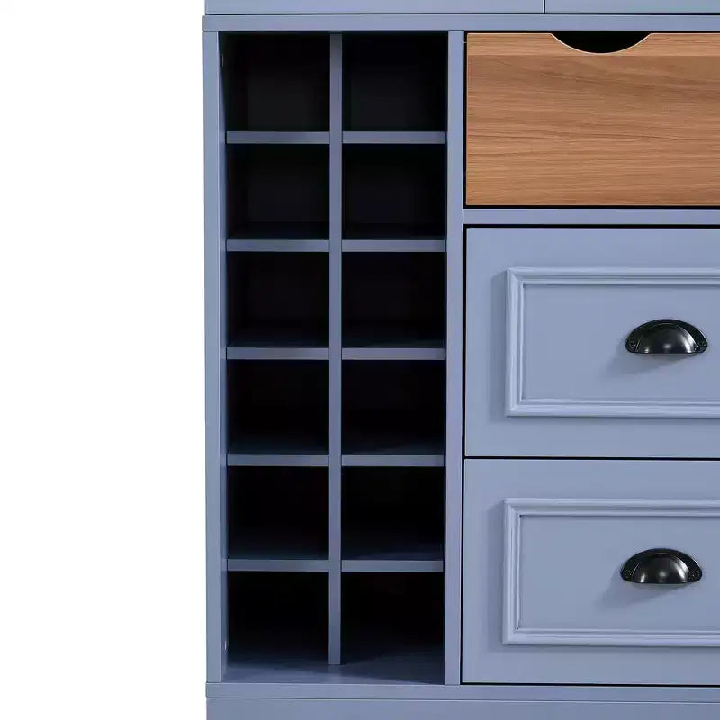 Whisen 71'' Tall Freestanding Kitchen Pantry, Large Dining Storage Cabinet Cupboard Sideboards With 4 Foldable Doors, Shelves, Wine Racks