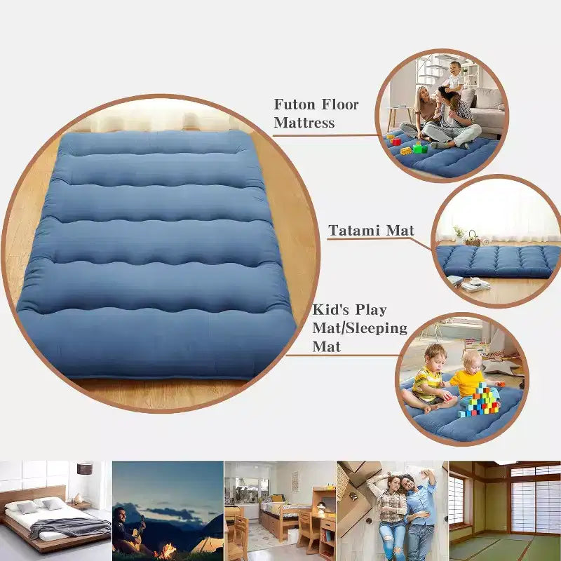 Japanese Futon Mattress, Foldable Floor Sleeping Pad, Tatami Mat for Home, Camping Mattress
