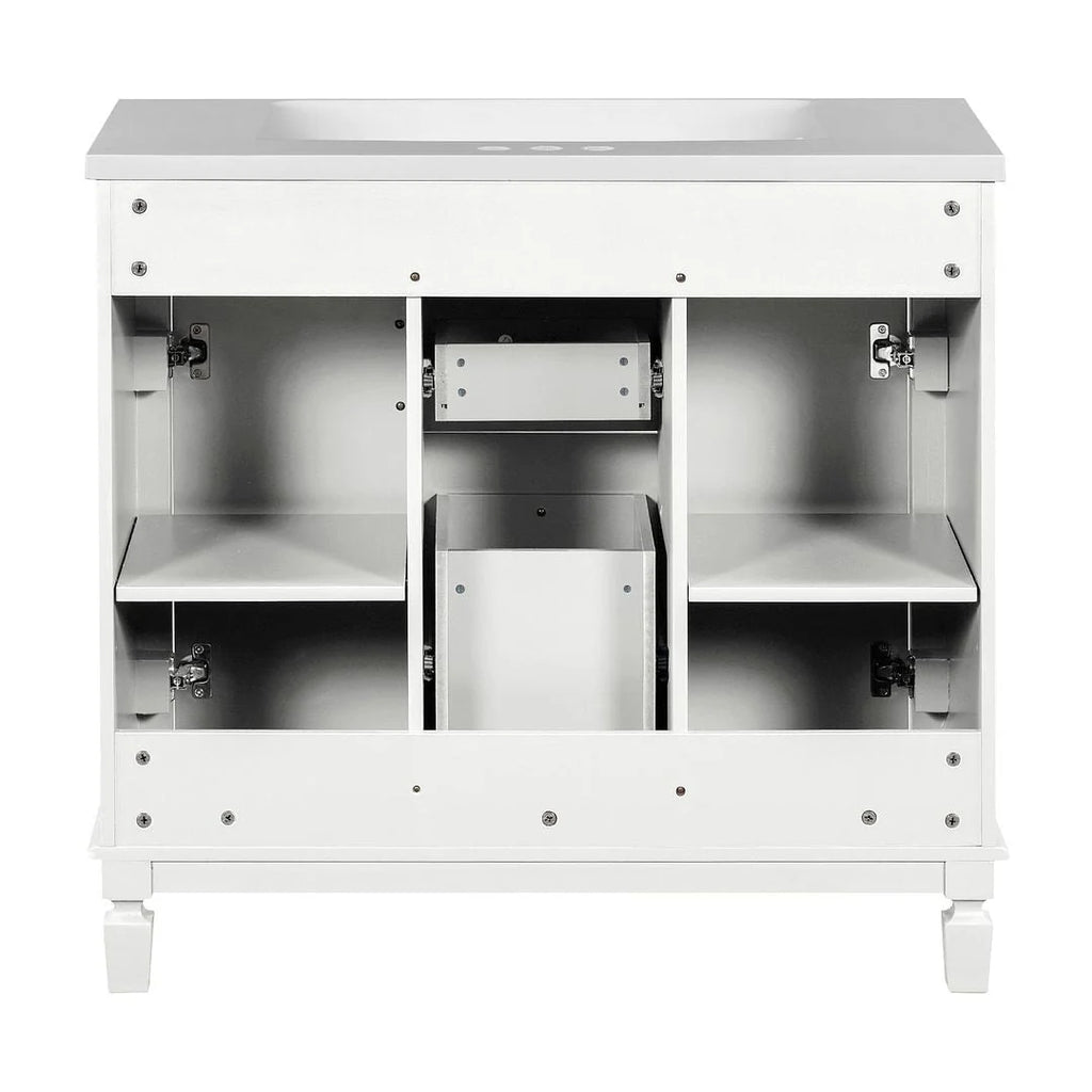 36'' Modern Bathroom Vanity with Top Sink and Mirror Cabinet,2 Doors and 2 Drawers