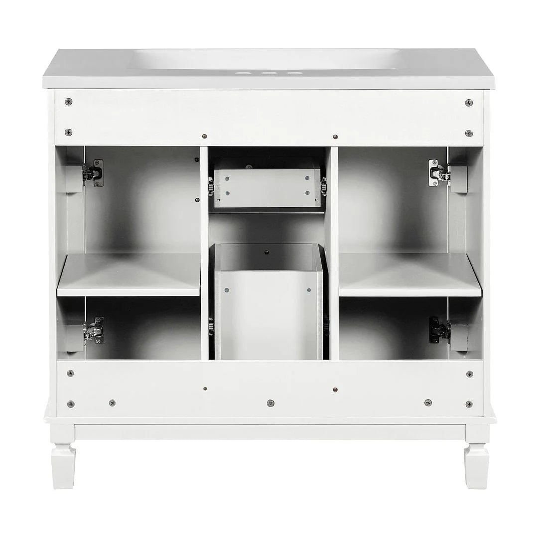 36'' Modern Bathroom Vanity with Top Sink and Mirror Cabinet,2 Doors and 2 Drawers