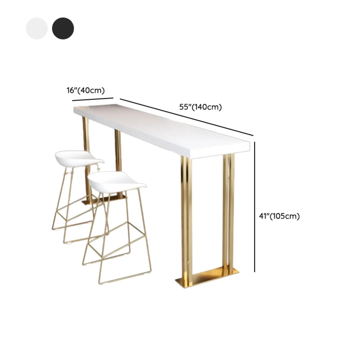 Luxury Rectangle Wooden Bar Table Gold Sled Base for Dining