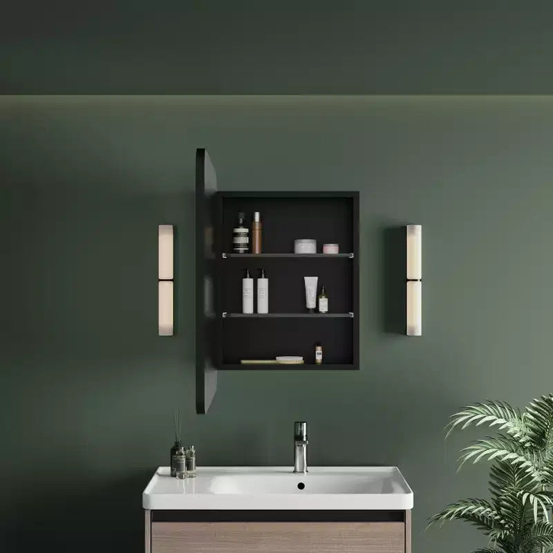 Black / White / Gold LED Medicine Cabinet, Single Door, Left or Right Hinge, Recessed or Wall-Mounted
