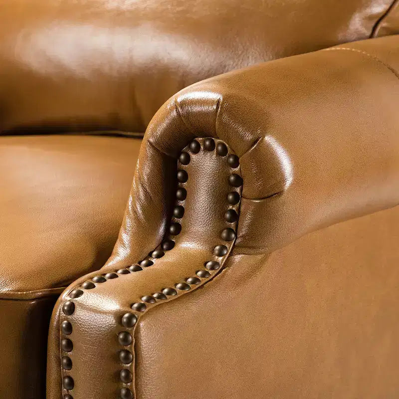 Set of 2 Elisabete Modern Wingback Genuine Leather Recliner with Vintage Nail Head Trim for Living Room and Bedroom| ART OF LIVING DESIGNS