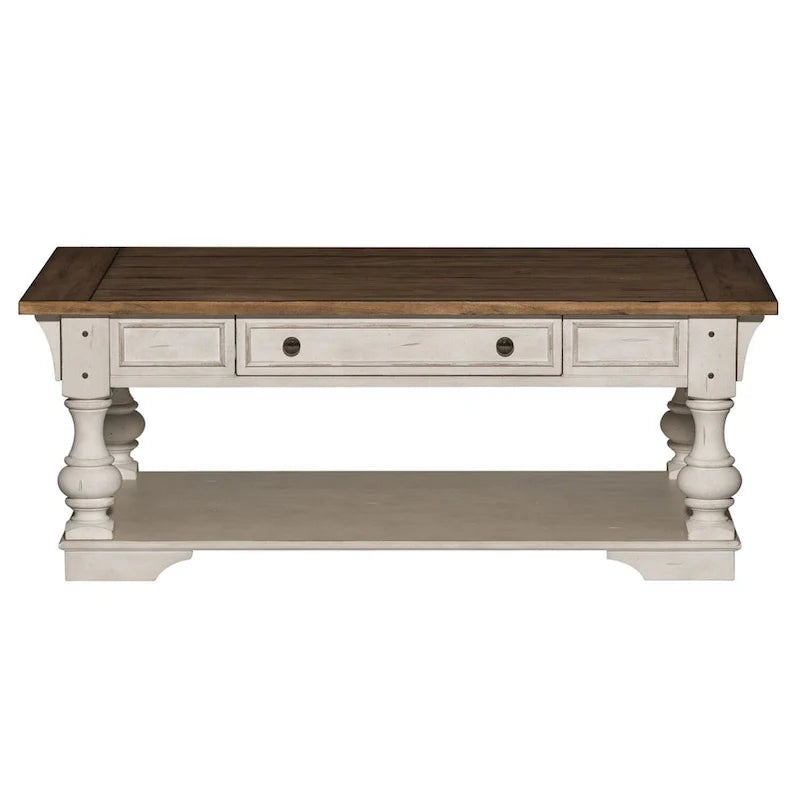 Morgan Creek Antique White Wire Brushed Tobacco Accents Cocktail Table