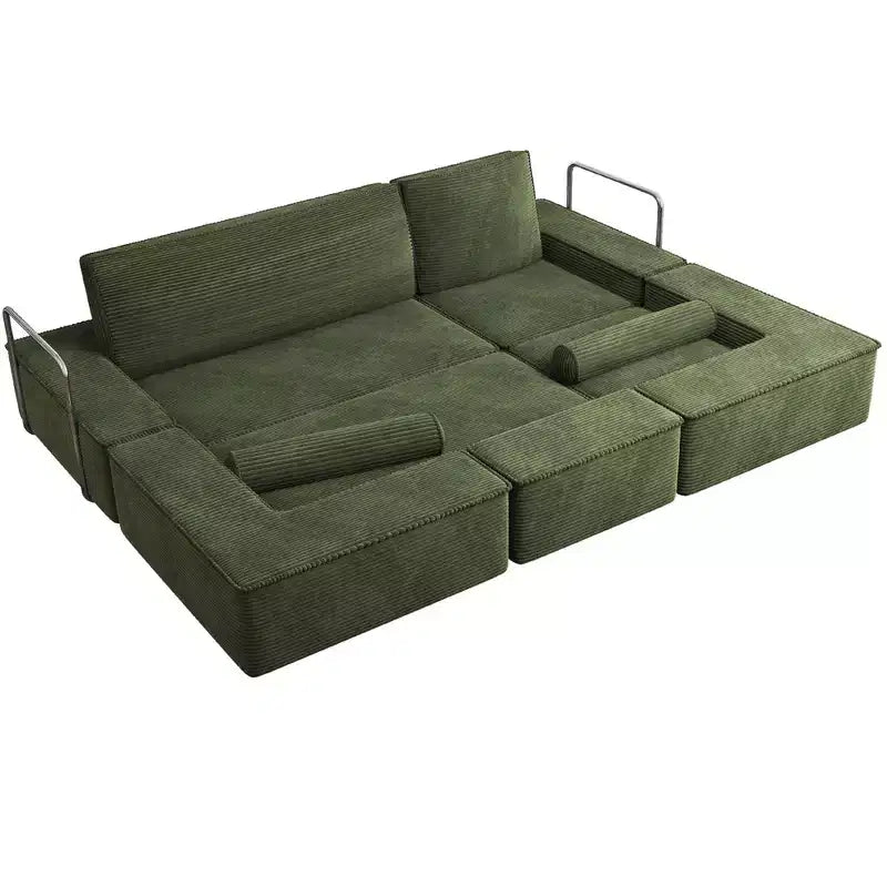 Convertible Cloud Sectional Couch Comfy Corduroy Sectional Sofa Comfy Couch With Deep Seat & High Pillows Easy To Assemble