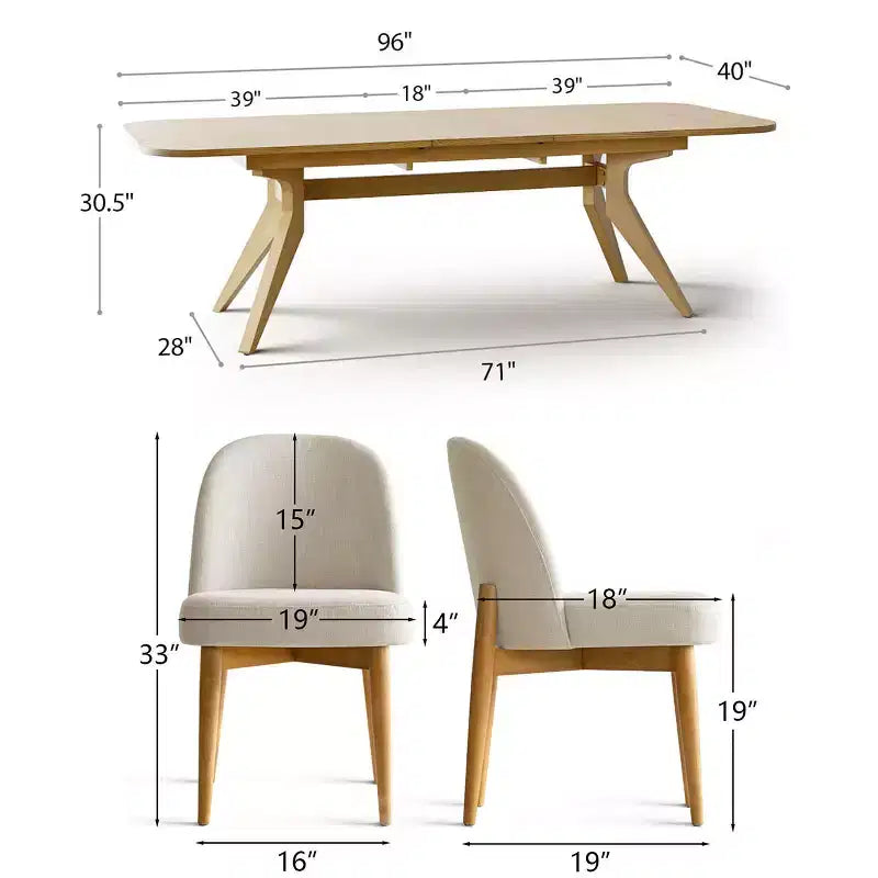 9-Piece Dining Set for 8, Extendable Trestle Base Table with Upholstered Chairs Featuring Solid Wood Legs-Panipeachy