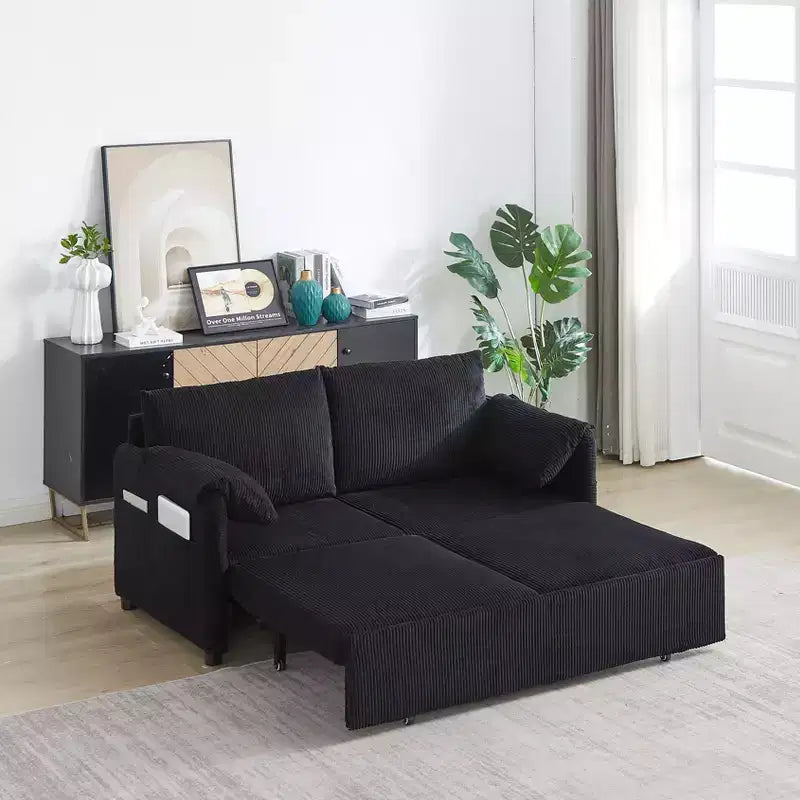 64.5 3-in-1 Convertible Corduroy Sleeper Sofa Bed with Pullout Bed