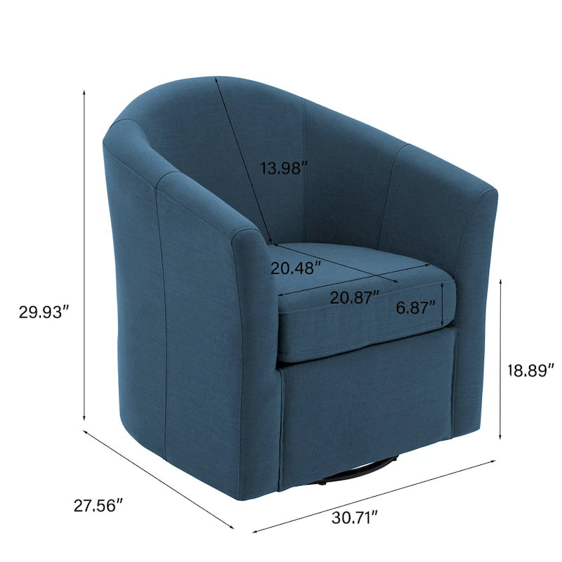 Set of 2 Modern Upholstered Swivel Barrel Chair Living Room Accent Chair