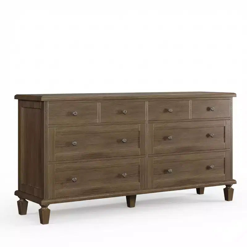 8 Drawer Dresser for Bedroom, Vintage 59 Dresser TV Stand with Carved Handles and Tapered Legs, Wood Chests of Drawers with Large Capacity Storage