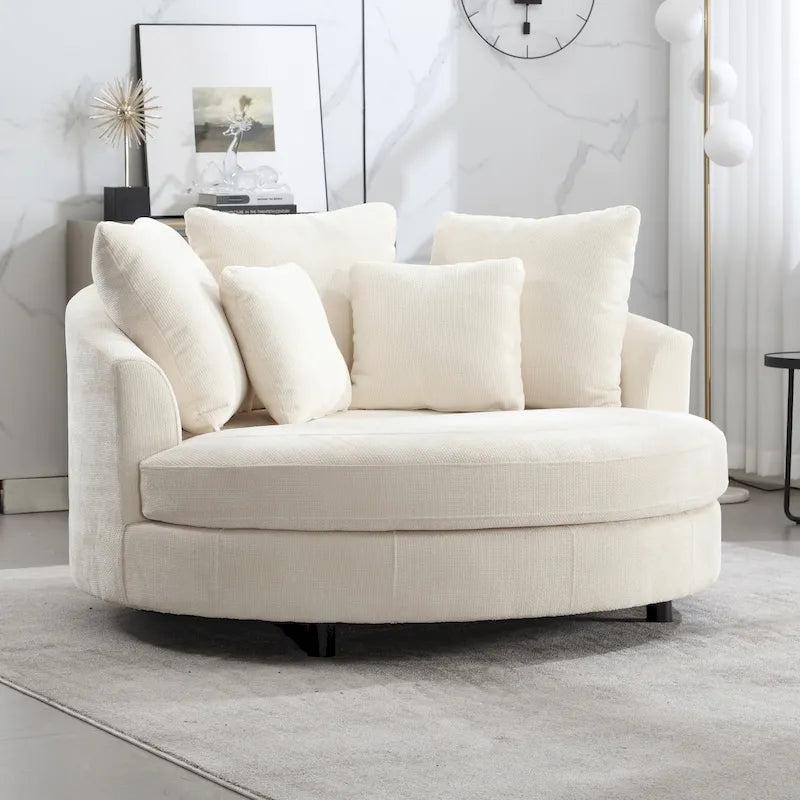 Fauteuil Moderne Rond Avec 5 Coussins Et Pouf Optionnel