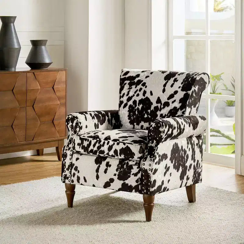Araceli Traditional Wooden Upholstered Floral Armchair with Wingback and Nailhead Trim| ART OF LIVING DESIGNS