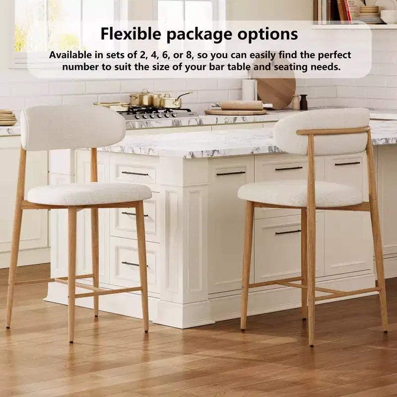 Counter Height Bar Stool with Upholstered Seat & Metal Legs, 26.3 Modern Kitchen Island Chair