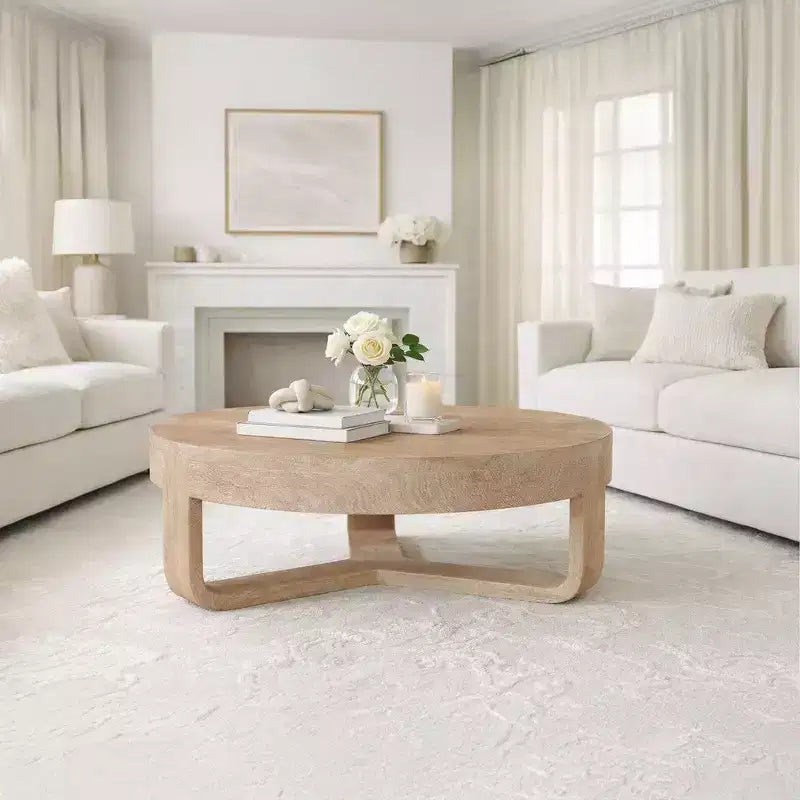 Royal Hampton 32 Inch Round Top Coffee Table with Open Sled Base