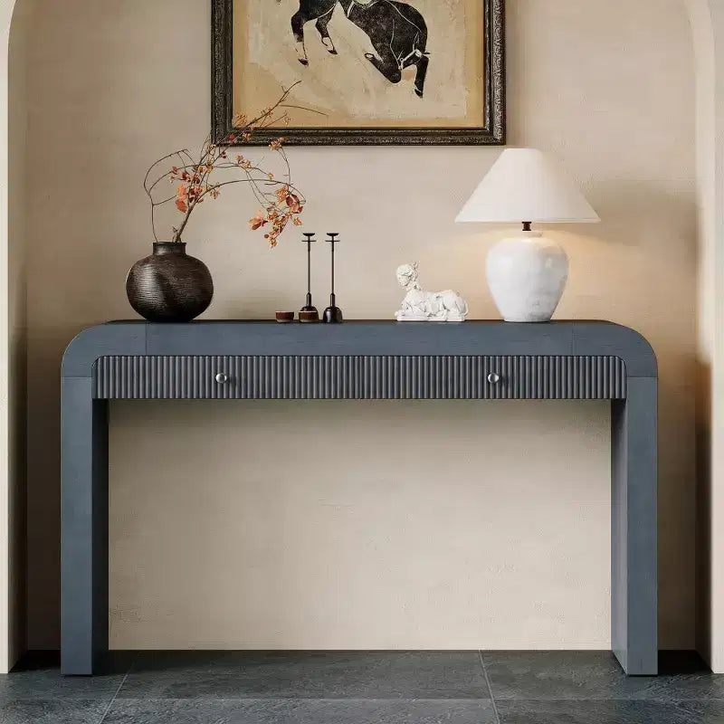 Whisen Rustic Console Table Entryway Table Side Table with Fluted Drawer Front