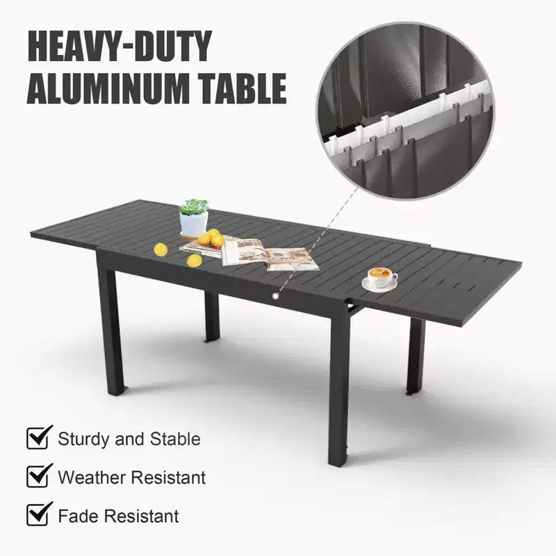 Okak Dining Table Aluminum Patio Extendable Dining Room Table Kitchen Table for Dining Room