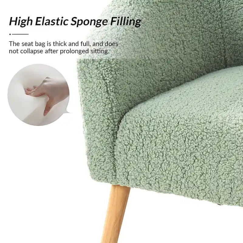 Sheila Modern 30 W Boucle Armchair with Solid Wood Legs Set of 2 by HULALA HOME