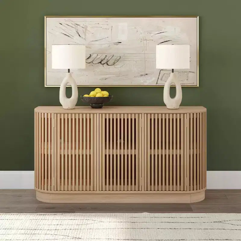 Plank+Beam Contour Solid Wood Sideboard with 3 Doors, 59 TV Stand for Living Room