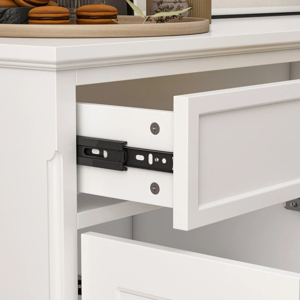 Buffet bahut 150 cm blanc laqué moderne contemporain du milieu du siècle