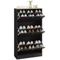 HOMCOM Narrow Shoe Storage Cabinet for Entryway with 3 Flip Drawers and Adjustable Shelves, Shoe Rack Organizer for 12-18 Pairs of Shoes