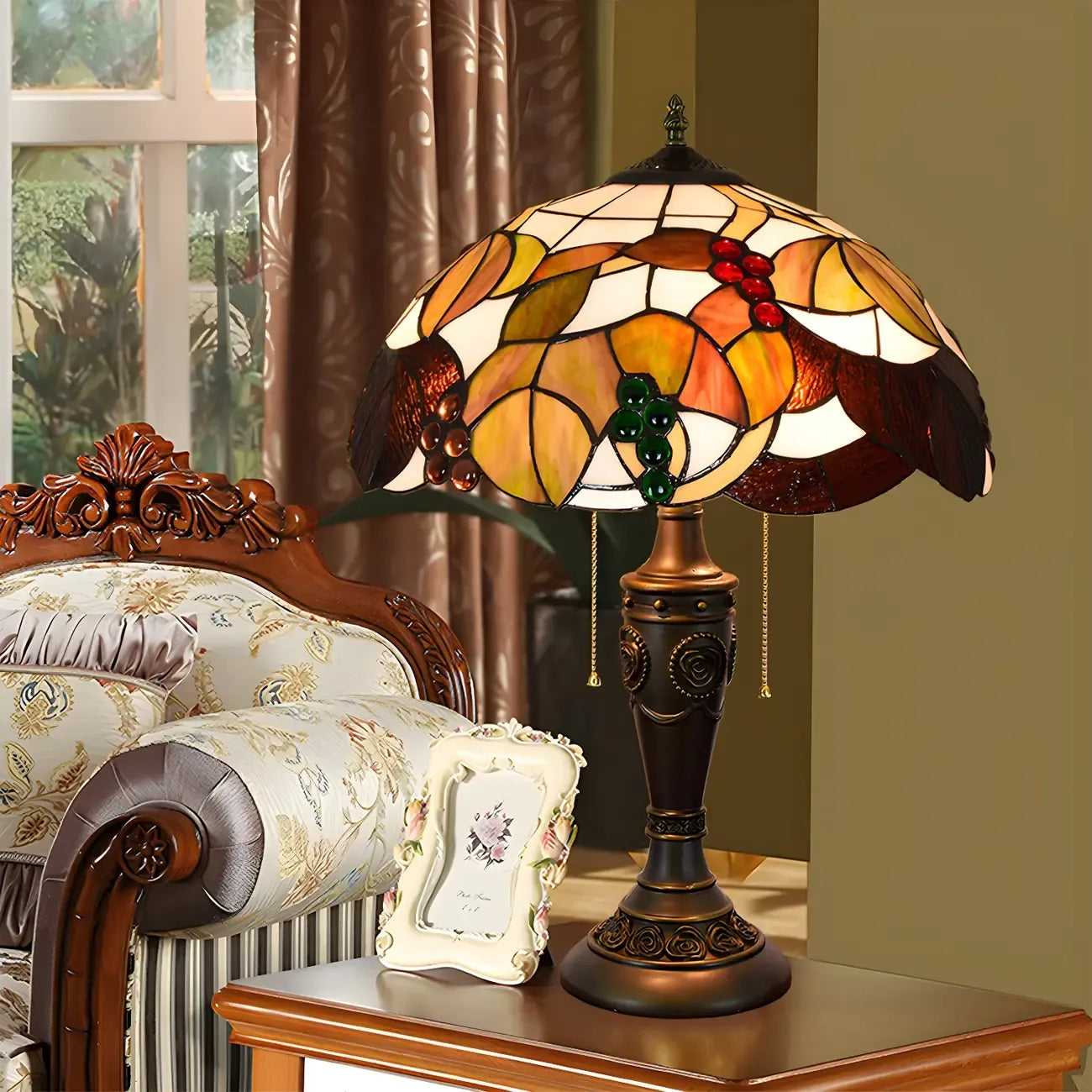 HomeyFad 2-Light Vintage Stainless Glass Dome Table Lamp