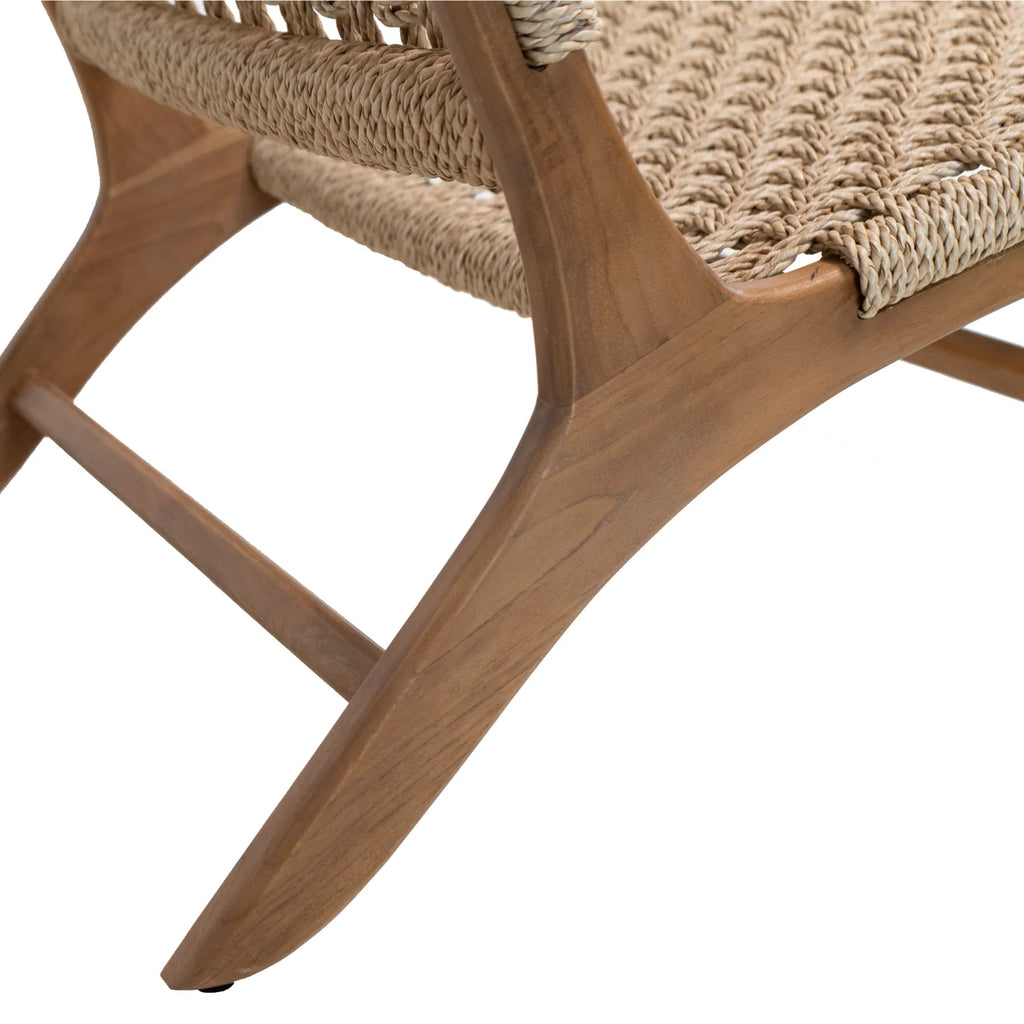 Rustic Teak Lounge Chair with Woven - Outdoor