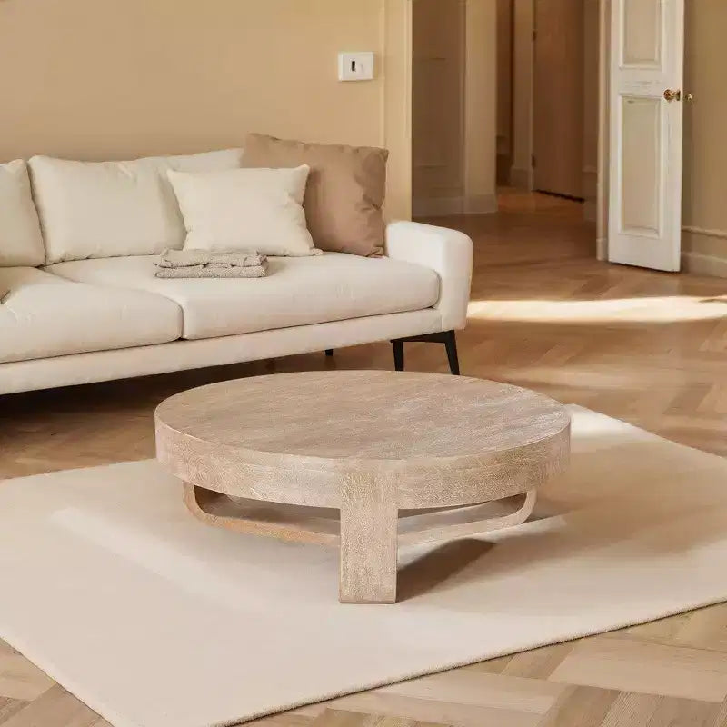 Royal Hampton 32 Inch Round Top Coffee Table with Open Sled Base