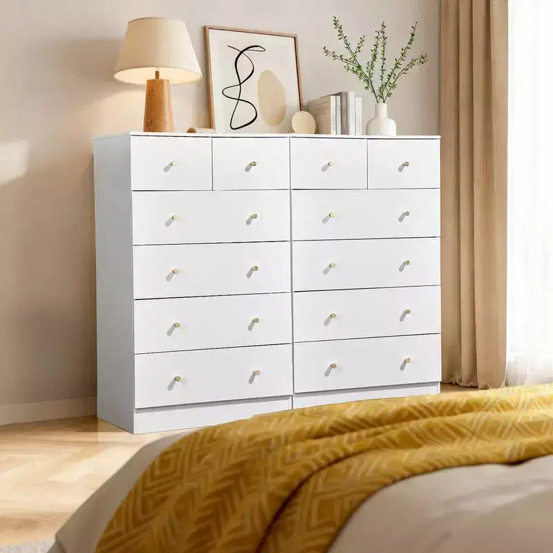 Karl Home 6-Drawer Large Dresser for Bedroom and Chest of Drawers with Sturdy Construction Wood Storage Organizer for Closet In white