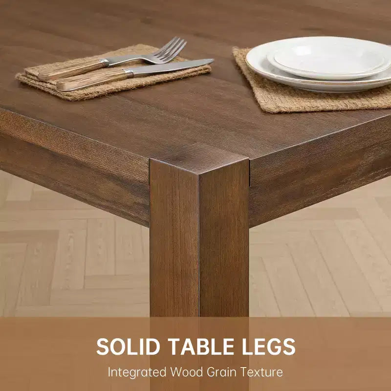 Modern Dining Set - 80 Table + 6 Cushioned Chairs, Solid Wood Frame, 400lbs Table Capacity, Easy Assembly