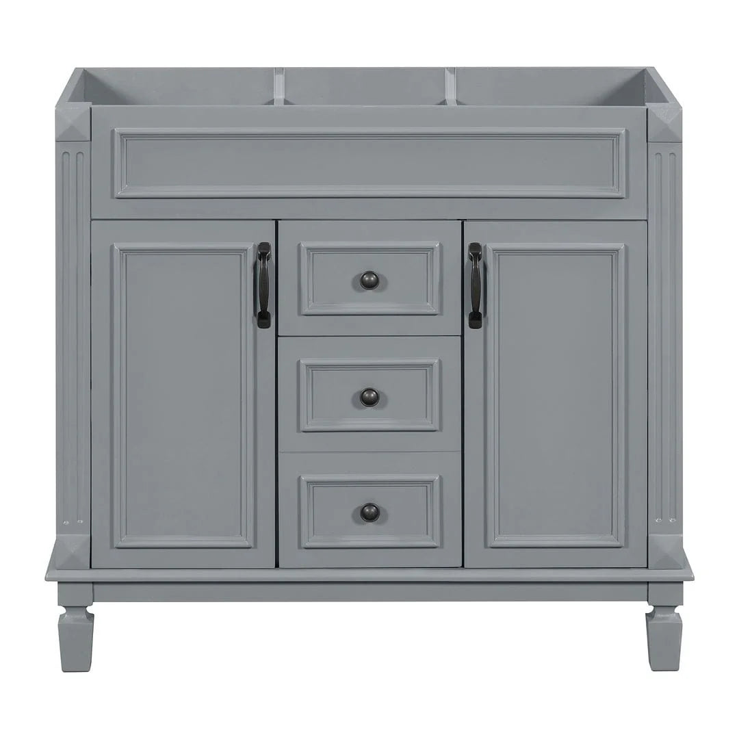 36'' Modern Bathroom Vanity with Top Sink and Mirror Cabinet,2 Doors and 2 Drawers