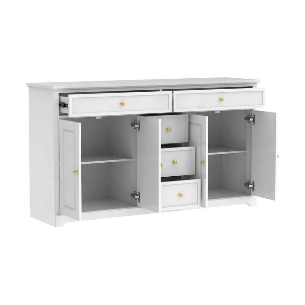Buffet bahut 150 cm blanc laqué moderne contemporain du milieu du siècle