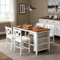 Homy Casa 5-Piece Counter-Height Dining Table and Chairs Set with Storage Shelves, White and Walnut  Modern Farmhouse Style