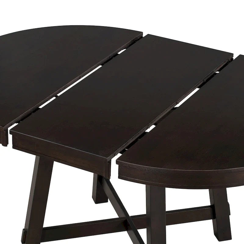 Farmhouse Round Extendable Dining Table with 16 Leaf Wood Kitchen Table