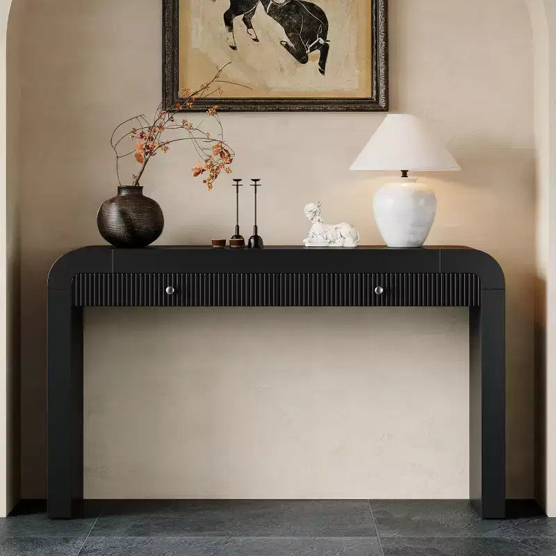 Whisen Rustic Console Table Entryway Table Side Table with Fluted Drawer Front