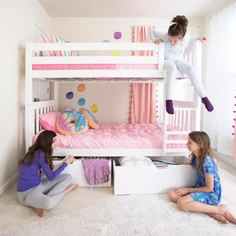 Solid Wood Twin over Twin Bunk Bed for Kids with Underbed Storage Drawers