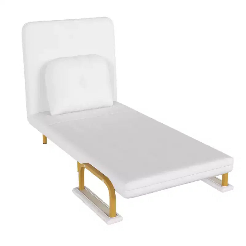 Canapé-lit pliant 3-en-1 convertible en fauteuil - Dossier réglable sur 5 positions avec oreiller, lit d'appoint peu encombrant pour salon, chambre et bureau (Blanc)