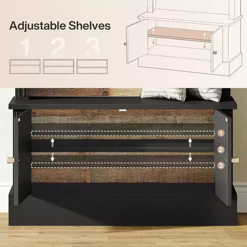 Lantine 70.86 Hall Tree with Bench, 4-in-1 Entryway Storage: Coat Rack, Shoe Shelf, Mudroom Bench for Hallway